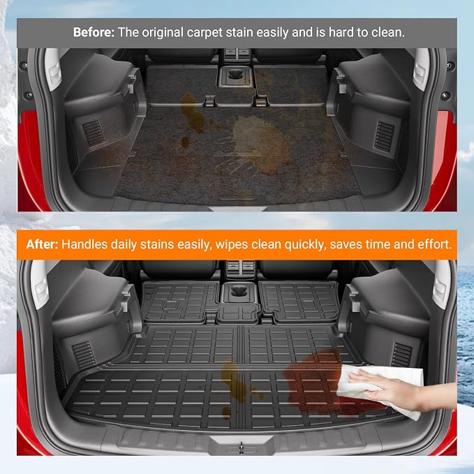 powoq Cargo Mat Compatible with 2014-2020 Nissan Rogue SV S SL Trunk Mat Back Seat Protector Cargo Liner TPE Replacement for 2014-2020 Nissan Rogue Accessories (Trunk Mat+Backrest Mats)