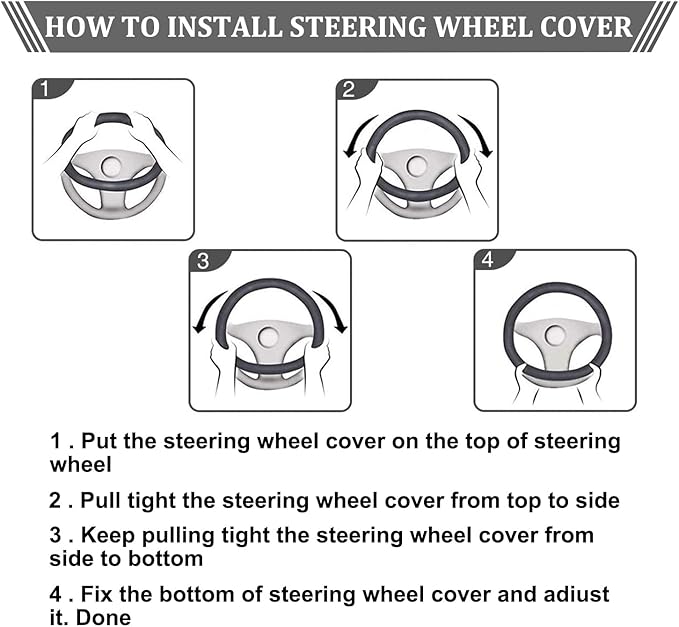 Evankin Lattice Leather Steering Wheel Cover, Black and White Checker Car Accessories, Non-Slip and Comfortable Unisex Universal Steering Wheel Cover 15 inch for Women Men (Black and White Checker)