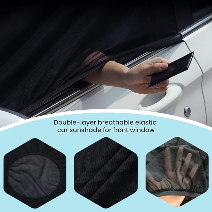 2pcs Car Front Window Screen Mesh, Suitable for Camping, Travel, UV-Protection, Breathable Mesh Car Window Sunshade for SUV Cars