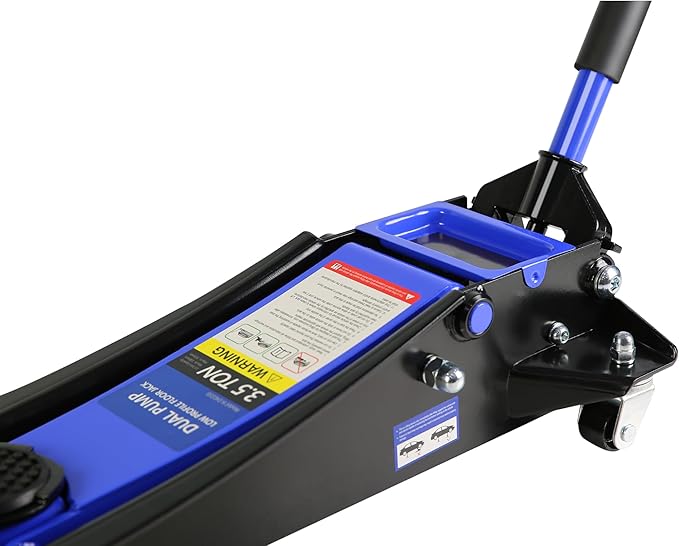 3.5 Ton Low Profile Floor Jack, Professional Trolley Jack Hydraulic Jack, Heavy Duty Steel Racing Floor Jack with Dual Piston Quick Lift Pump, 3.5 Ton（7000 lb） Capacity, Lift Range 4"-21",Blue