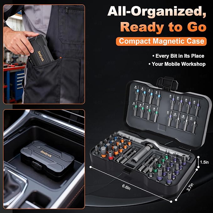 50 in 1 Magnetic Ratchet Screwdriver Set, Precision Multi Bit Screwdriver Kit with S2 Steel Bits, Portable Small Repair Tool Kit for Electronics, PC, Laptop, Watch, Glasses, Bike and Home DIY