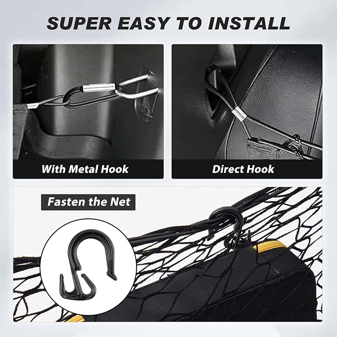 Cargo Net for Jeep Grand Cherokee 2011-2021, Karltys Trunk Net for Grand Cherokee Accessories Envelope Style Netting with Metal Hooks, Highly Elastic Trunk Cargo Organizer and Storage for Cherokee