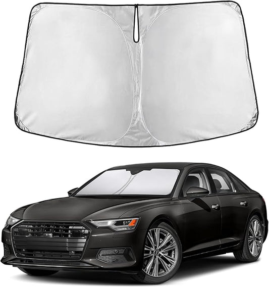 EcoNour Windshield Sunshade Compatible for Audi A6 2019-2023 2024 2025, Sun Visor for Front Windshield & Window Sun Shade Cover, UV Heat Blocker & Protector, Car Accessories