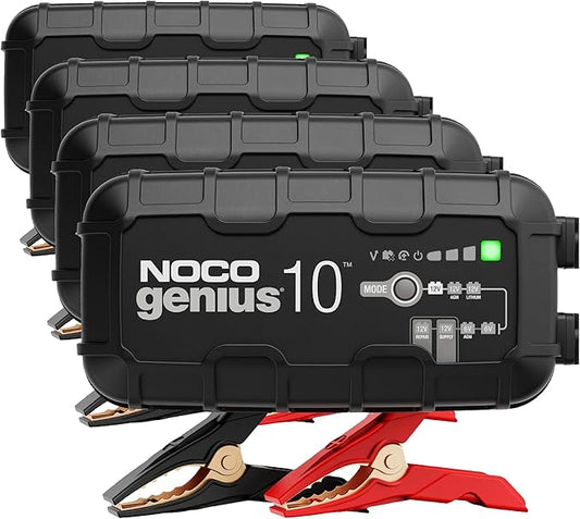 NOCO GENIUS10: 10A 6V/12V Smart Battery Charger – Automatic Maintainer,Trickle Charger&Desulfator with Overcharge Protection&Temperature Compensation – for Lead-Acid-&Lithium Batteries,(Pack of 4)