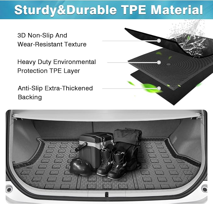 Mixsuper Custom Fit Cargo Liner for 2010-2011 Toyota Prius Base, 2012-2015 Toyota Prius Two/Three/Four/Five, All Weather Rear Cargo Trunk Mat Black