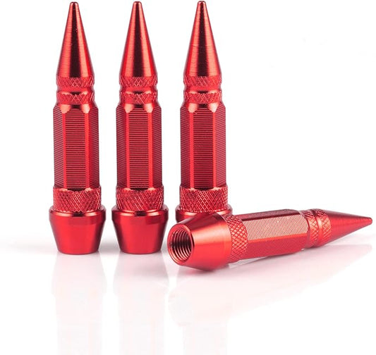 SINGARO 60mm Spiked Valve Caps, Aluminum Alloy Dustproof and Waterproof Tire Valve Stem Caps, Suitable for Cars, Trucks and Motorcycles (4PCS Red)