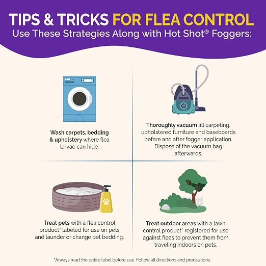 Hot Shot BedBug And Flea Fogger, Inhibits Flea Reinfestation, 2 Ounce Cans, 6 Count