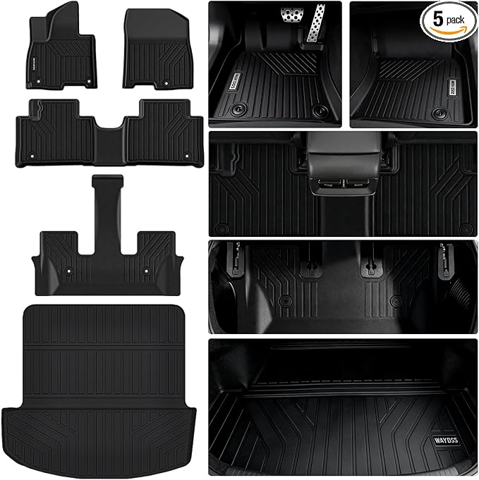 Floor Mats for 2026 Hyundai Palisade Hybrid Accessories, fit SEL、SEL Premium、Limited、Calligraphy, Cargo Mat Custom TPE All Weather Protection Full Coverage Trunk Liner & Floor Liner for Palisade