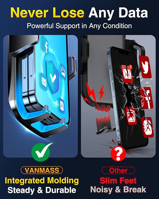 VANMASS【85+LBS Strongest Suction & Military-Grade Ultimate Car Phone Mount【Patent & Safety Certs】 Cell Phone Holder for Dash Windshield Vent for iPhone 17 Pro Max Automobile Accessory Kits,Light Blue