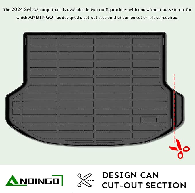ANBINGO® Cargo Liner for KIA Seltos 2024 2025 2026 TPE All Weather Car Mats Waterproof Non-Slip Mat Full Sets, 2024 2025 2026 Seltos S/LX/EX/X-Line, (Only for U.S.A. and Canada Seltos)