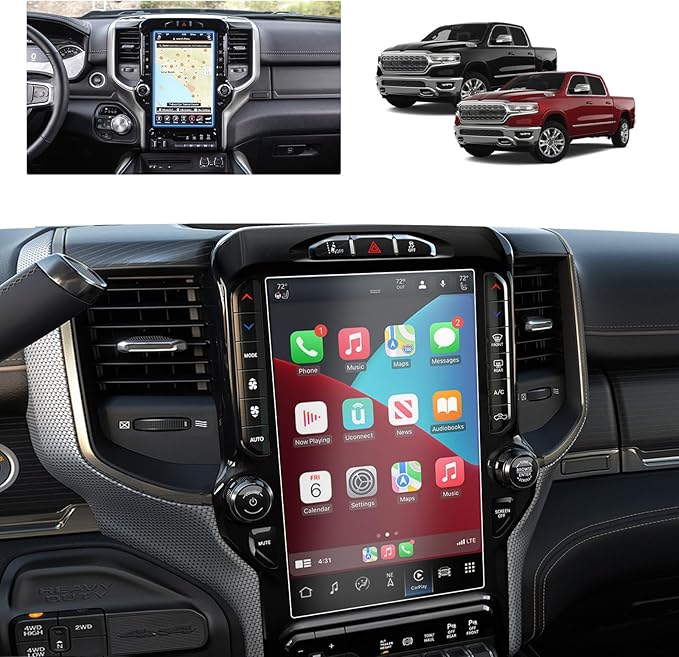 Ram Screen Protector 12 Inch Matte for 2019-2026 Dodge Ram 1500 2500 3500 Uconnect 12 In Touchscreen Ram Pickup Truck Accessories 9H Anti-Fingerprint & Glare Tempered Glass Film