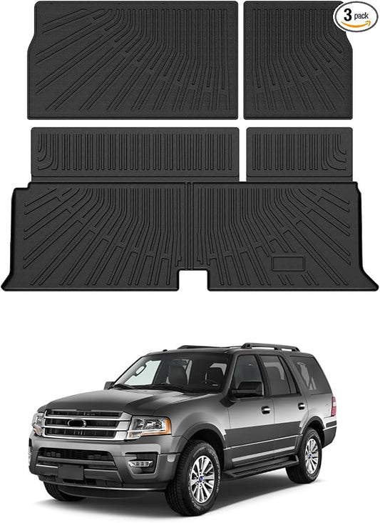 Mixsuper Cargo Liner for Ford Expedition/Lincoln Navigator 2003-2017 (Not fit EL or L Models), All Weather Trunk Mat Backrest Mat TPE Back Seat Cover Protector for Expedition/Navigator Accessories