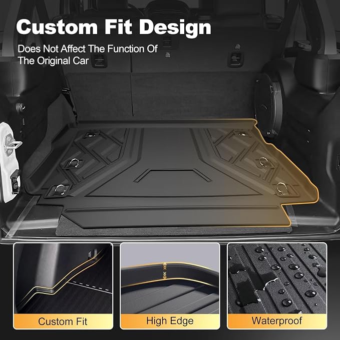 Cargo Mat fit for 2018-2026 Jeep Wrangler JL 4X4 with OEM Subwoofer, All-Weather Guard Trunk Mat Cargo Liners Heavy Duty Waterproof Odorless Durable Wrangler JL 4 Door - NOT FIT 4XE OR JK