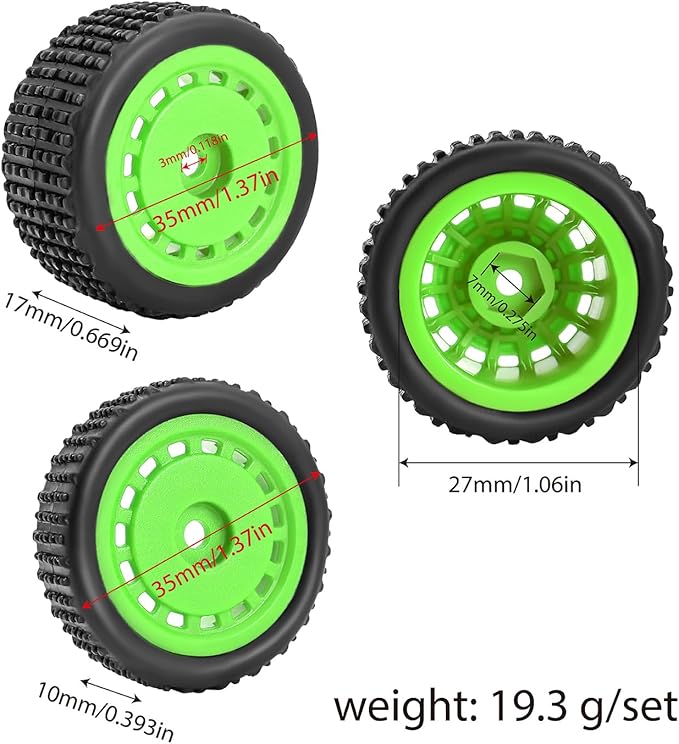 Pre-Mounted Pin Buggy Tires and Wheels Rims Hub Tires Set for 1/24 Losi Micro-B 1/28 Losi Micro-T Wltoys 244016 Upgrade Part (Purple Micro-B)