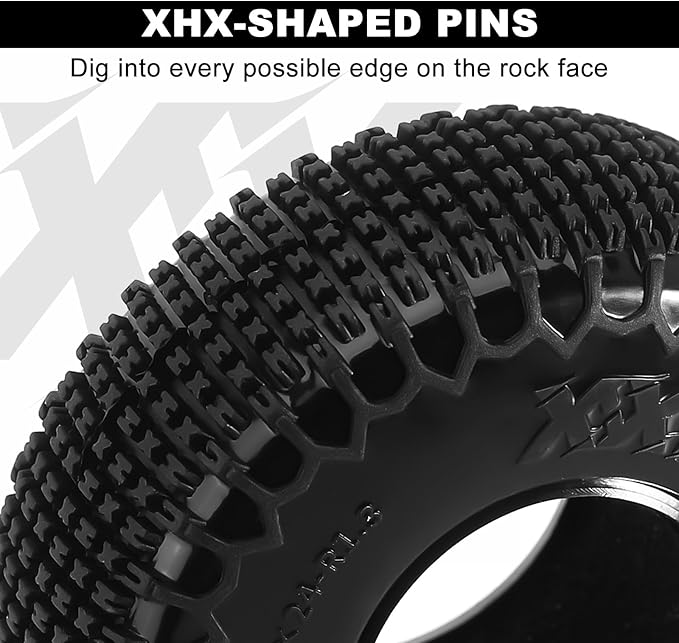 INJORA 1.3" XHX Pin Tires for TRX4M SCX24, 72 * 24mm, S5 Compound, 4PCs(T1321)