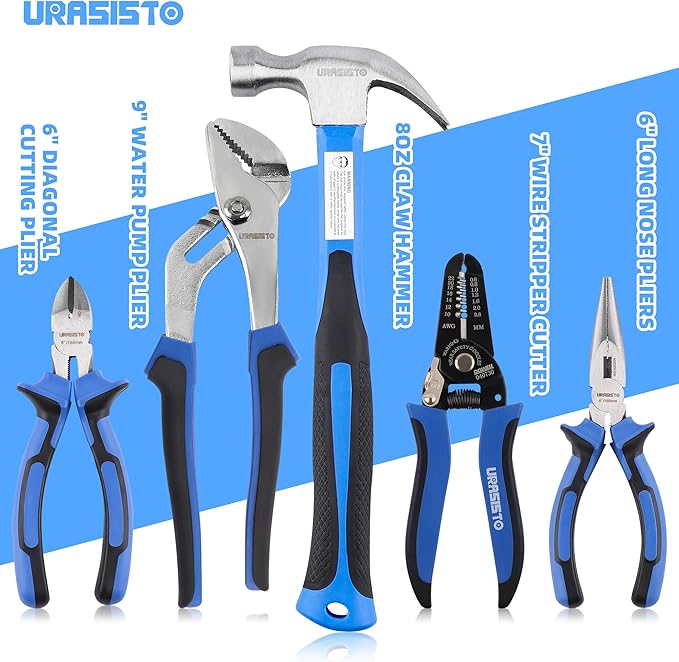 URASISTO 174-Piece Premium Tool Kit, Household Repairing Tool Set with 14 Inch Large Mouth Open Storage Tool Bag
