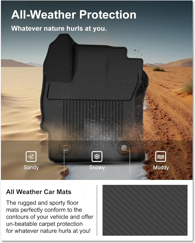 KIWI MASTER Floor Mats for 2020-2026 Toyota Corolla Sedan Hatchback, OEM Replacement PT908-12190-02, Custom Fit All Weather Car Mats, Heavy Duty TPE Floor Liners, Front & Rear 2 Row, Black