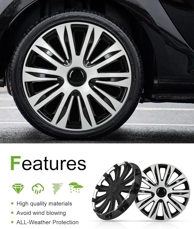 SCITOO Premium 16 Inch Hubcaps Set of 4 Wheel Rim Cover OEM Style Easy Snap On Car Truck SUV Hub Cap Replacement for Dodgefor Honda,for Mazda,for Kia,for Ford,for Mitsubishi,for Hyundai,etc.
