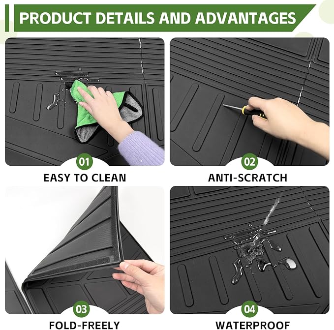 Cargo Liners for 2026 Hyundai Palisade 7 Seats(Only Fit Gas Models) Trunk Mat with Seat Back Cover Accessories, All Weather Rear Cargo Mat Backrest Protector(Cargo Mat&2nd Row Kick Mat)