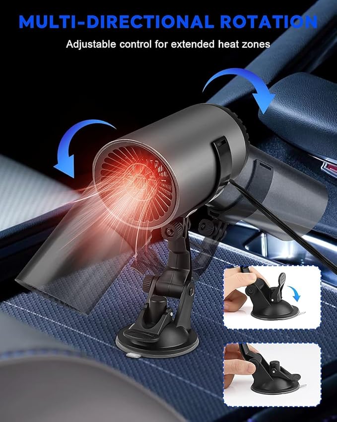 Car Heater, 12V 150W Portable Car Heater, 2 in 1 Fast Heating and Cooling Defroster Defogger Plug into Cigarette Lighter