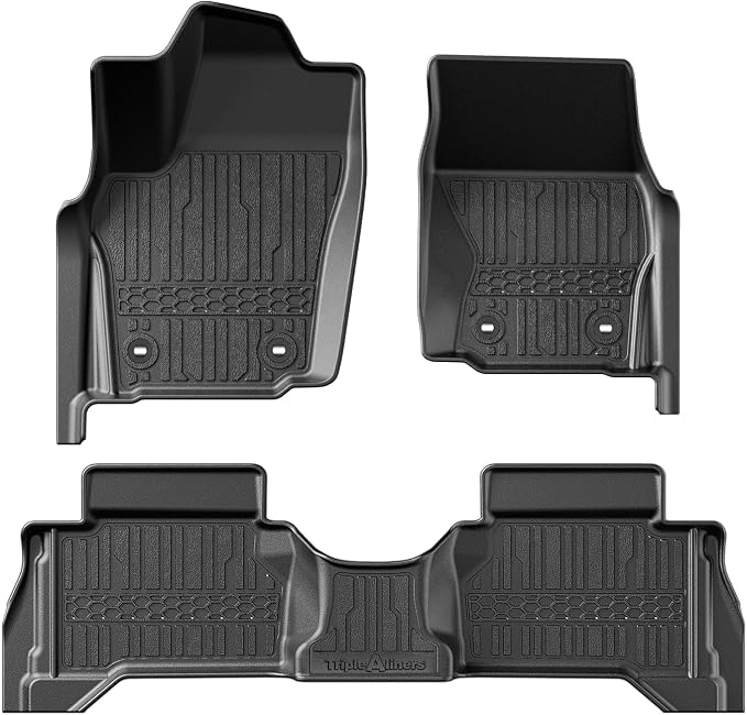 TripleAliners for Tacoma 2024 2025 2026 Double Cab Floor Mats (Fit Hybrid ONLY) All Weather Floor Liners Compatible with 2024+ Toyota Tacoma Accessories Front & Rear Mats Custom Fit(Not for Gasoline)