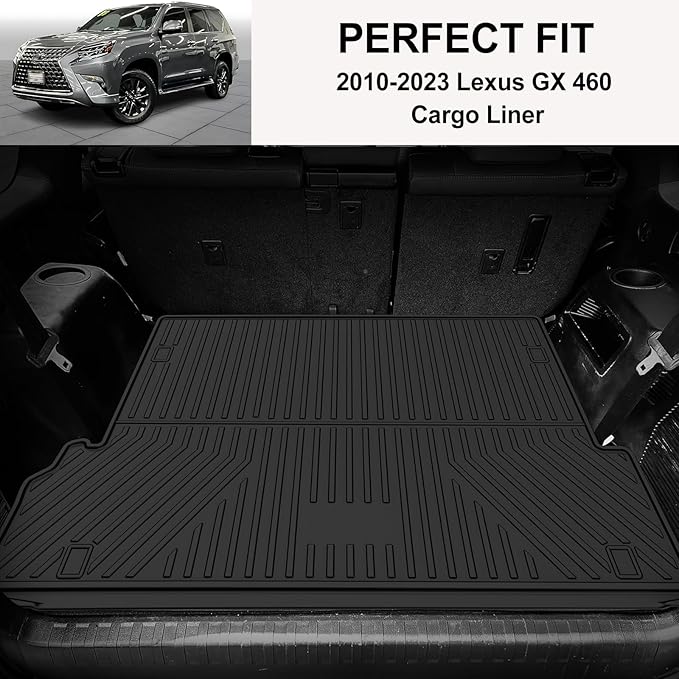 IKABEVEM Cargo Liner Fit for Lexus GX460 2010-2023 - Custom Fit Truck Mats for Lexus GX460 2010-2023 All Weather TPE Guard Trunk Liner