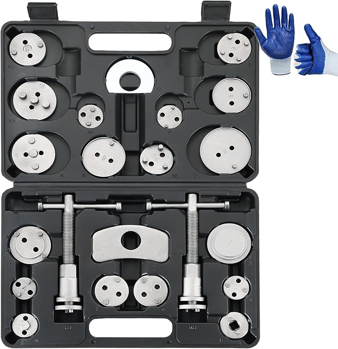 DASBET 24pcs Heavy Duty Disc Brake Caliper Tool Set Disc Brake Caliper Compressor Wind Back Tool Brake Spreading Tools (Black, 24pcs)