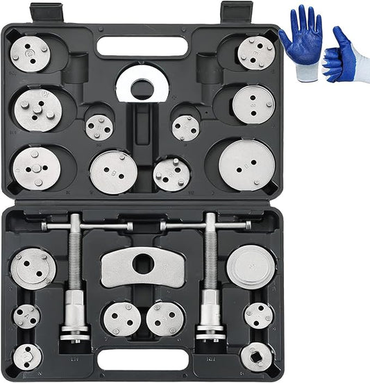 DASBET 24pcs Heavy Duty Disc Brake Caliper Tool Set Disc Brake Caliper Compressor Wind Back Tool Brake Spreading Tools (Black, 24pcs)