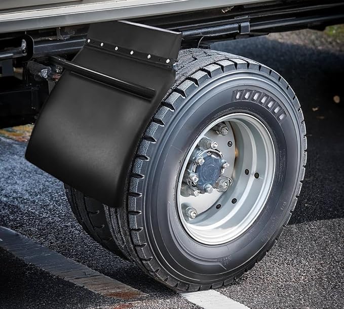 Mytee Products Black Poly Quarter Fender for Semi Truck Set 24"x24" - Standard Mounting Tube Bracket Kit Included - Semi Truck Accessories for Kenworth Freightliner Peterbilt (Set of 2)