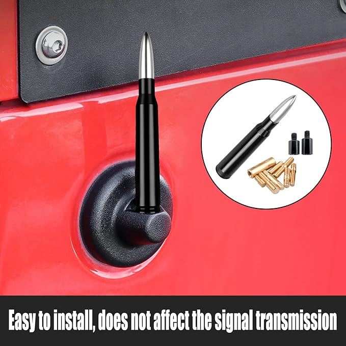 Ajxn 1 PC Car Truck Bullet Antenna, Auto Antenna Mast, Suitable for GM Chevy Silverado 1500 2500 3500 HD Avalanche GMC Sierra 1500 2500 3500 Denali Heavy Duty Pickup Trucks Accessories (Splice Silver)