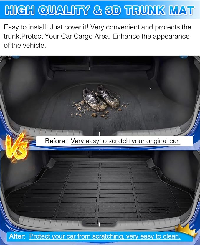 Cartist Cargo Liner Compatible with Hyundai Elantra & Elantra N & Elantra Hybrid 2021 2022 2023 2024 2025 All Weather Rear Trunk Mat TPE (Not Fit Elantra GT Models)