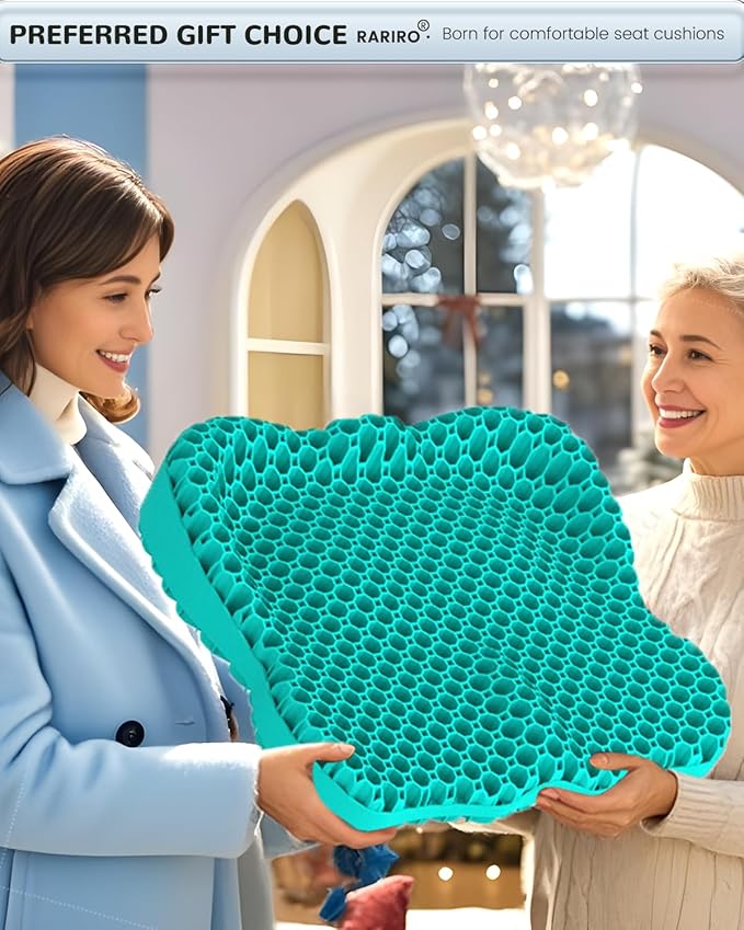 Gel Seat Cushion for Long Sitting(Enlarged & Thickened), Cooling Pressure Relief Seat Cushion for Wheelchair, Driving, Kayak, Office Desk Chair Seat Pad Gel for Heavy People[Green-2.75" Thick]