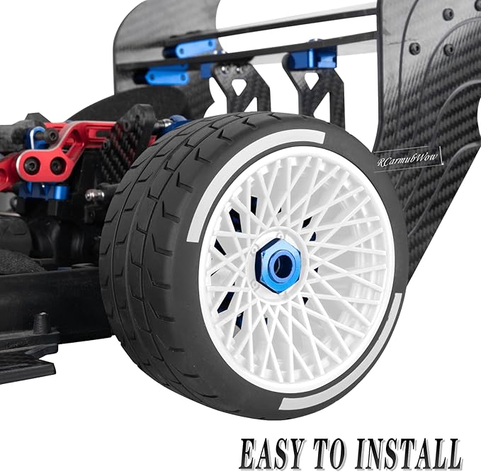 RC Wheels and Tires On Road Tire Tyre for 1/7 Felony 6S BLX,17mm Hex Plastic Wheels RC Truck Tires Highway Tire On Road Tyre,4pcs,White