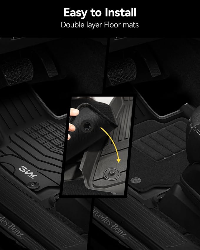 3W Floor Mats with Carpet & Cargo Liner for Tesla Cybertruck 2023 2024 2025 2026, All Weather Waterproof Heavy Duty Accessories Custom Fit Automotive Double Layer Floor Liners & Sub Storage Trunk Mat
