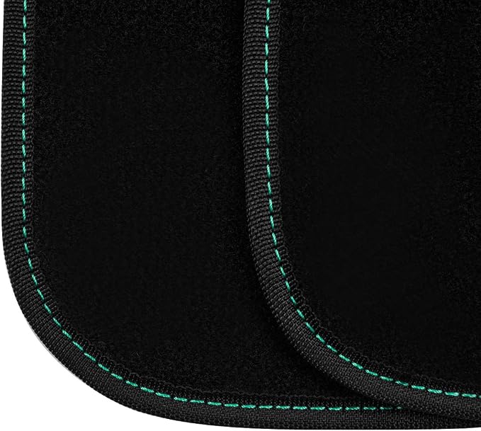 CAR PASS Embroidery Butterfly Car Floor Mats, Green Carpet Floor mats with Heel Pad, Universal Fit for Suvs,Sedans,Trucks,Cars, Set of 4 (Black and Green)