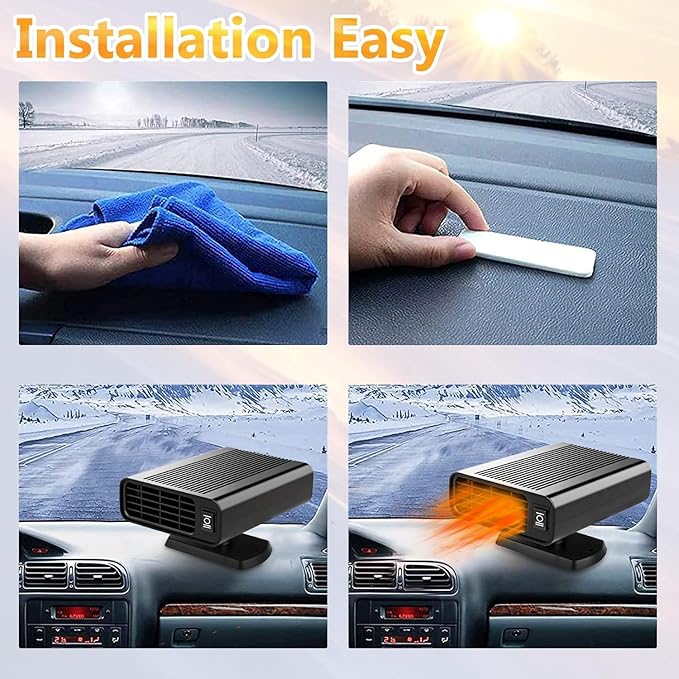 Car Heater, 12V Portable Auto Heater Fan Anti-Fog Car Defroster 2 in 1 Fast Cooling/Heating Cigarette Lighter Car Fan for Vehicles Quick Heating Air