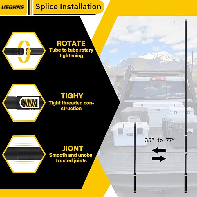 Truck Cargo Retriever Heavy Duty, Cargo Grabber Truck Cargo Retriever 35-77" with Two Hooks Essential Pickup Truck Van RVs Tools Thickened Stainless Steel is Sturdy and Convenient