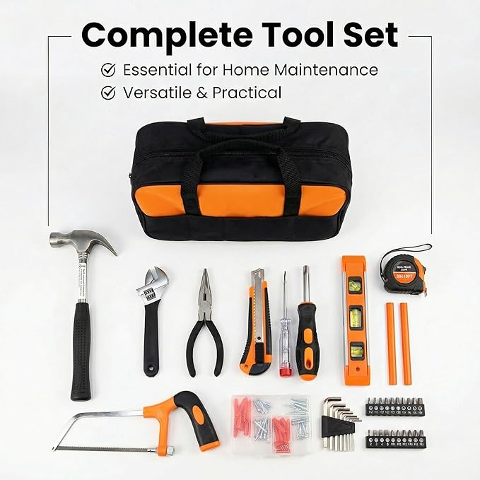 Household Tool Kit - Woman Tool kit for Home,Apartement,Dorm and Office.Starter Household Tool Set for Beginner,Women,New College (100pcs)