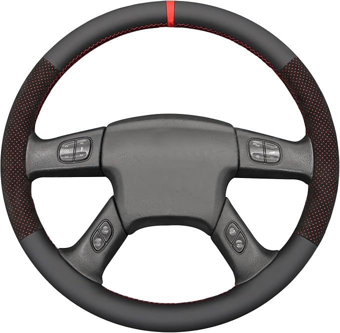 MEWANT Hand Stitched Steering Wheel Cover for Chevy Silverado 1500 2003-2006 Mesh Athsuede Real Leather Steering Wrap