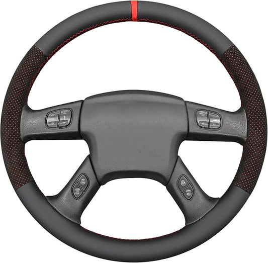 MEWANT Hand Stitched Steering Wheel Cover for Chevy Silverado 1500 2003-2006 Mesh Athsuede Real Leather Steering Wrap