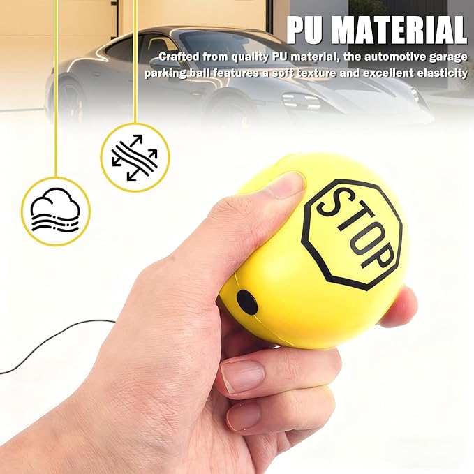 2PCS Garage Tennis Ball Parking Aid,Anti-Collision Hanging Garage Parking Aids for Cars with 13ft Rope,Universal Garages Parkings Stops Ball Garages Accessories for Car (Yellow/2PCS)
