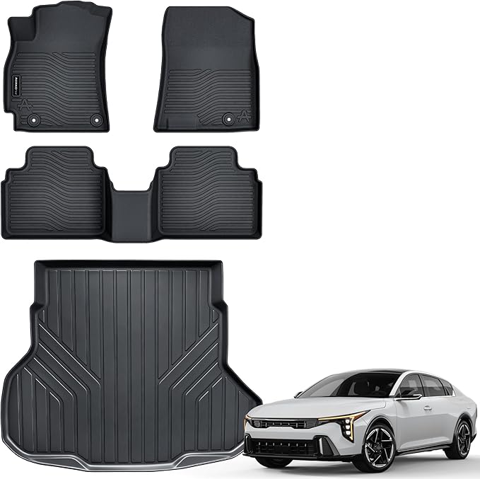 Auxko All Weather Floor Mats Cargo Mat Fit for 2025 2026 Kia K4 Sedan TPE Liners Accessories for Kia K4 Sedan 2025 2026 All Season Guard Odorless Anti-Slip Floor Mats Cargo Liner