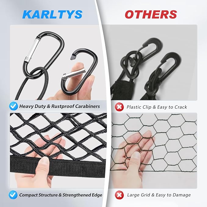Karltys Envelope Style Cargo Net for 2018-2026 Chevy Equinox and GMC Terrain, Elastic Heavy Duty Rear Trunk Cargo Net Storage Organizer for 2024-2026 Chevrolet Equinox EV