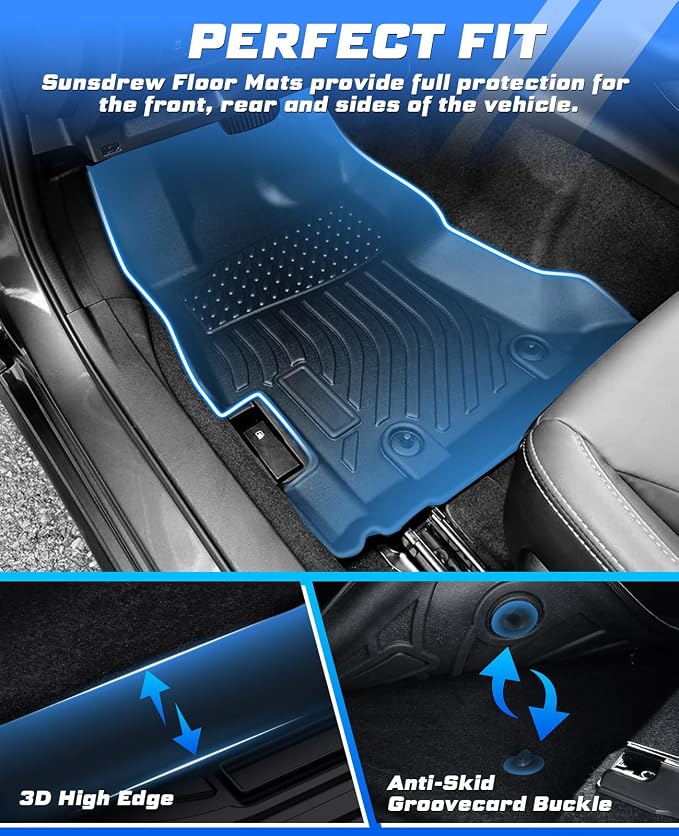 Sunsdrew TPE All Weather Floor Mats, Custom Fit for 2018-2023 Subaru Crosstrek/2017-2023 Impreza, Black, 4 Pc Set | Front Rear Floor Liners Accessories, All Weather Protection, TPE Rubber, Raised Edge