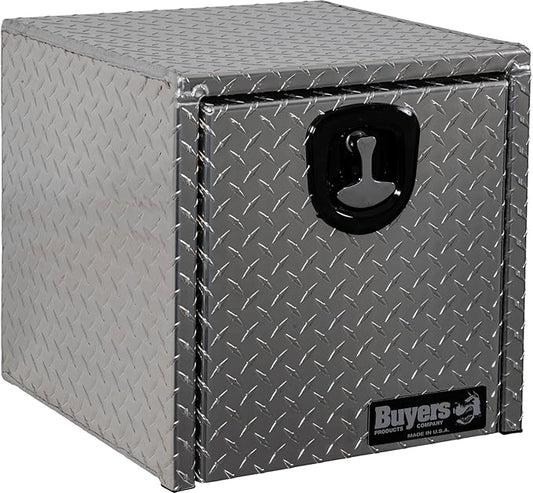 Buyers Products 1705101 Diamond Tread Aluminum Underbody Truck Tool Box, 18 x 18 x 18, Made in USA, .100 in. Thick, Corrosion Resistant, Locking Compression Latch, Secure Storage for Work Trucks