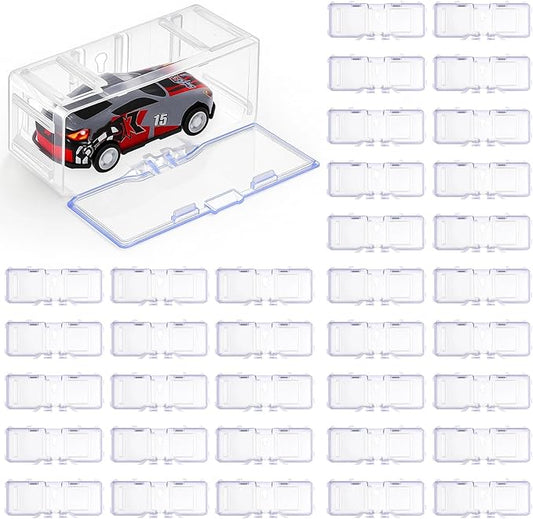 Marsui 100 Pcs 1/64 Scale Toy Cars Organizer Storage Case Clear Individual Toy Car Display Case1.4 x 1.4 x 3.5 Inches (White)