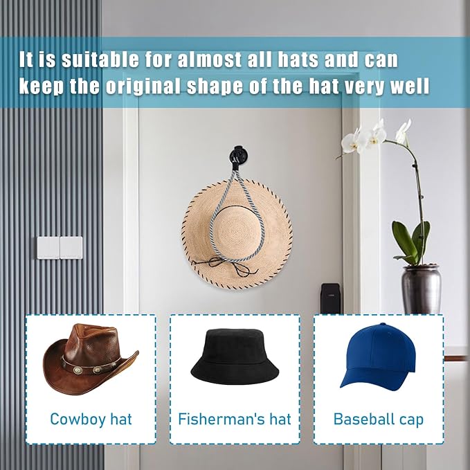 Ziciner Cowboy Hat Mounts for Your Vehicle, Hat Mounts with Suction Cup, Hat Holder Rack to Keeps Your Hat Securely On The Dash, Auto Universal Interior Accessories for Trucks, SUVs, Cars (Gray)