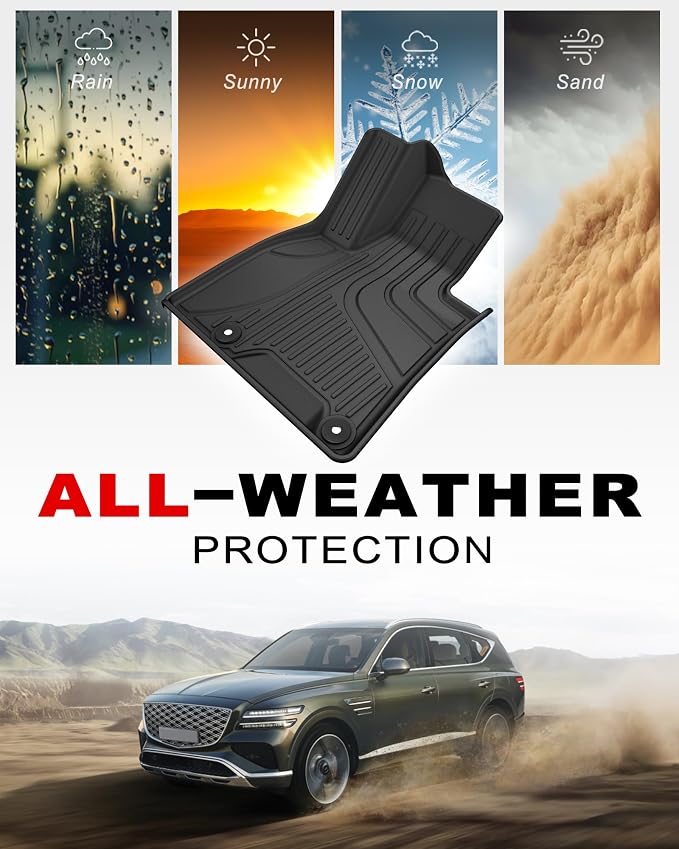 Floor Mats for Genesis GV80 2021-2025 5 Seats Only (Not for Coupe), All Weather TPE Floor Liners Cargo Mat with Backrest Mat GV80 Accessories Odorless Anti-Slip Cargo Tray with Back Seat Protector