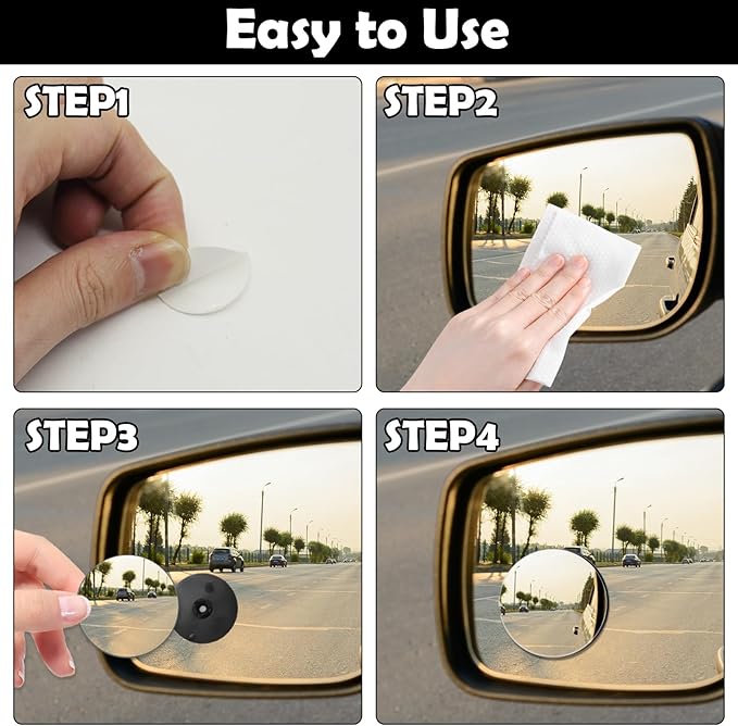 2Pcs Cars BlindSpot Mirrors Side Mirror Removable Adjustabe Angle Round Wide Angle Convex RearView Mirror Car Accessories Universal HD Glass for Suvs Auto Motorcycles RVs