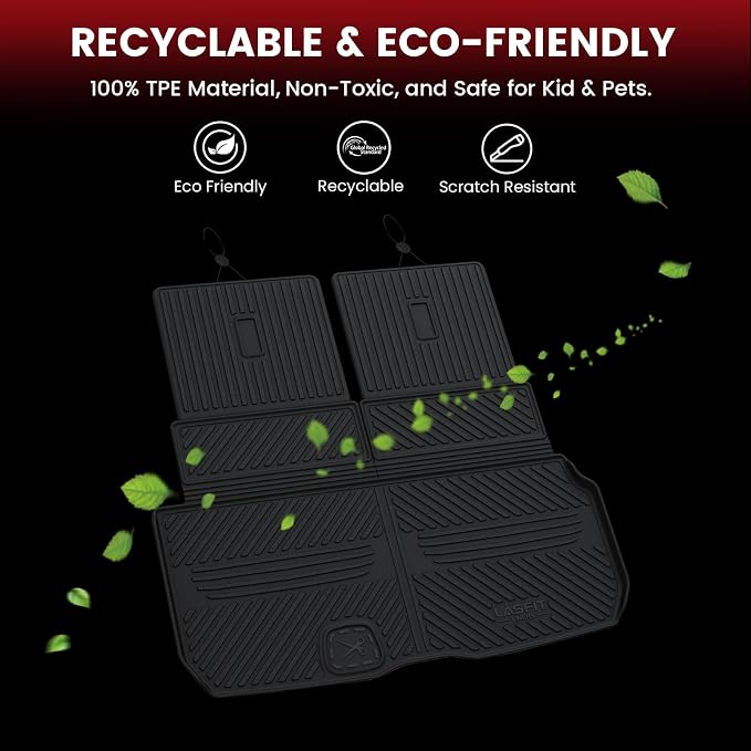 LASFIT Cargo Mat & Backrest Mat (3 Pieces) for Mercedes Benz GLS 450/580 /63 AMG 2026 2025 2024 2023 2022 2021 2020, All Weather TPE Cargo Liner Custom Fit GLS 2020-2026 Trunk Mat with Seatback